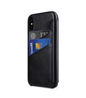 Melkco Elite Series Waxfall Pattern Premium Leather Coaming Facecover Back Slot Case for Apple iPhone X - (Black WF)
