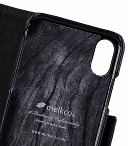 Melkco Premium Leather Case for Apple iPhone 8/X - Alphard Wallet Type (Black)