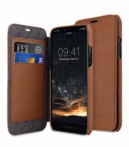 Melkco Premium Leather Case for Apple iPhone X - Face Cover Book Type (Classic Vintage Brown)Ver.3