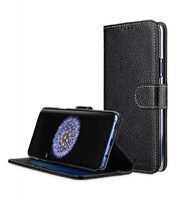 Melkco Premium Leather Case for Samsung Galaxy S9 - Wallet Book Clear Type Stand (Black LC)