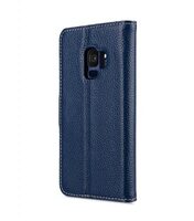Melkco Premium Leather Case for Samsung Galaxy S9 - Wallet Book Clear Type Stand (Dark Blue LC)