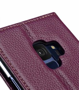 Melkco Premium Leather Case for Samsung Galaxy S9 - Wallet Book Clear Type Stand (Purple LC)