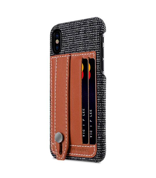 Holmes Series Fine Grid Genuine Leather Dual Card slot with stand Case for Apple iPhone X - (Brown)