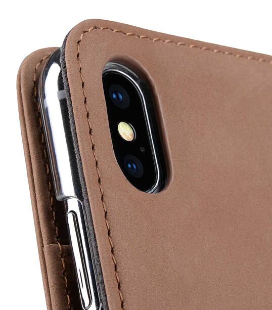 Premium Leather Case for Apple iPhone XS Max - Wallet Book ID Slot Type (Classic Vintage Brown)