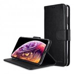 Melkco Premium Leather Case for Apple iPhone XS Max - Wallet Book Clear Type Stand (Black)