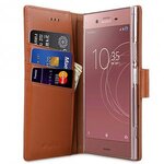 Melkco Premium Leather Case for Sony Xperia XZ1 - Wallet Book Clear Type Stand (Brown CH)