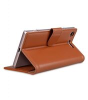 Melkco Premium Leather Case for Sony Xperia XZ1 - Wallet Book Clear Type Stand (Brown CH)