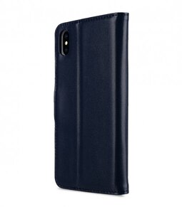 Melkco Premium Leather Case for Apple iPhone XS Max - Wallet Book Clear Type Stand (Dark Blue)