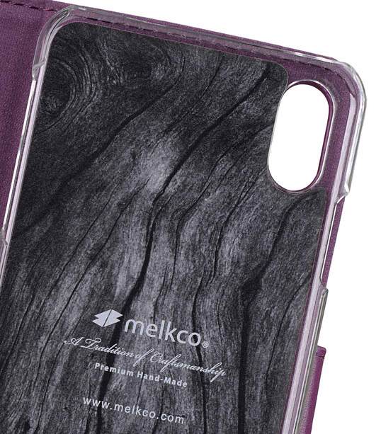 Melkco Premium Leather Case for Apple iPhone XS Max - Wallet Book Clear Type Stand (Purple)