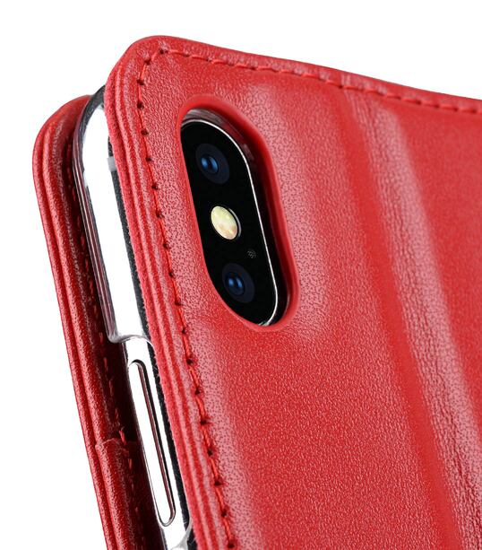 Melkco Premium Leather Case for Apple iPhone XS Max - Wallet Book Clear Type Stand (Red)