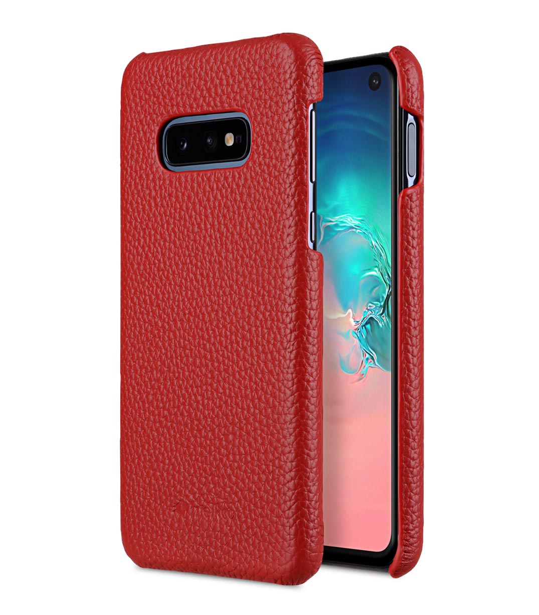 Melkco Back Snap Series Lai Chee Pattern Premium Leather Snap Cover Case for Samsung Galaxy S10e - ( Red LC )