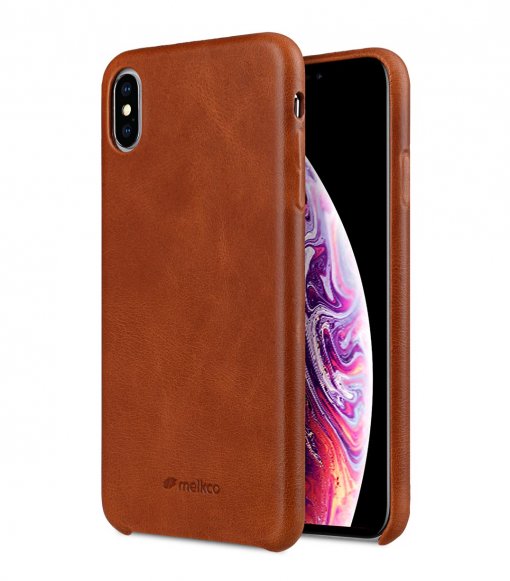 Melkco Elite Series Waxfall Pattern Premium Leather Coaming Snap Cover Case for Apple iPhone XS Max - ( Tan WF )