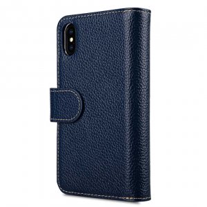 Melkco Premium Leather Case for Apple iPhone X - Wallet Plus Book Type (Dark Blue LC)