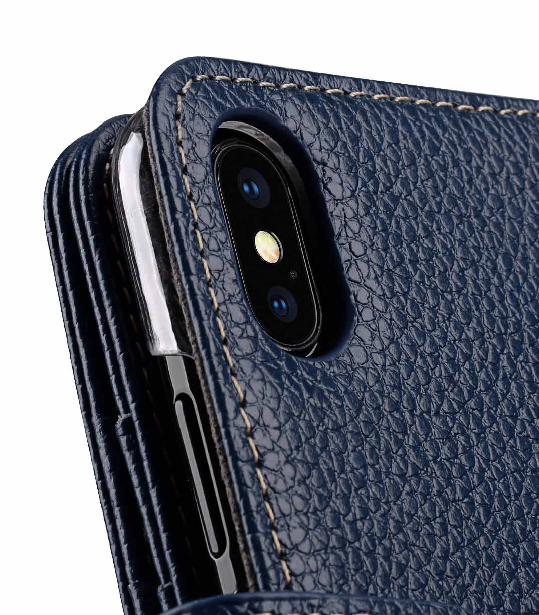 Melkco Premium Leather Case for Apple iPhone X - Wallet Plus Book Type (Dark Blue LC)