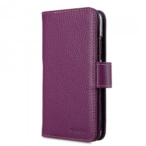 Melkco Premium Leather Case for Apple iPhone X - Wallet Plus Book Type (Purple LC)