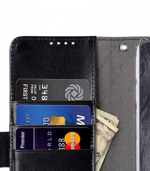 Melkco Wallet Book Series PU Leather Wallet Book Clear Type Case for Huawei P30 Pro - ( Black )