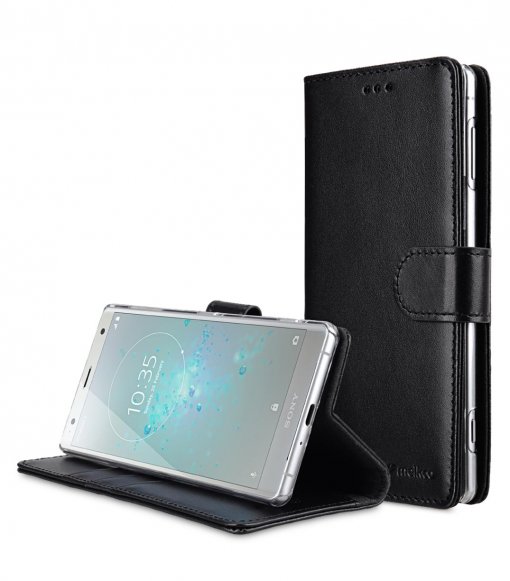 Premium Leather Case for Sony Xperia XZ2 - Wallet Book Clear Type Stand